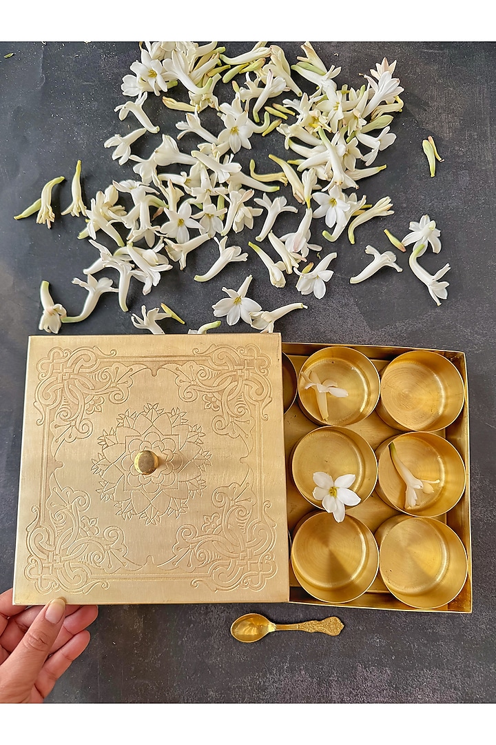 Gold Brass Spice Boxes by Abel House at Pernia's Pop Up Shop