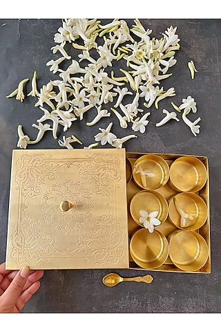 Gold Brass Spice Boxes by Abel House