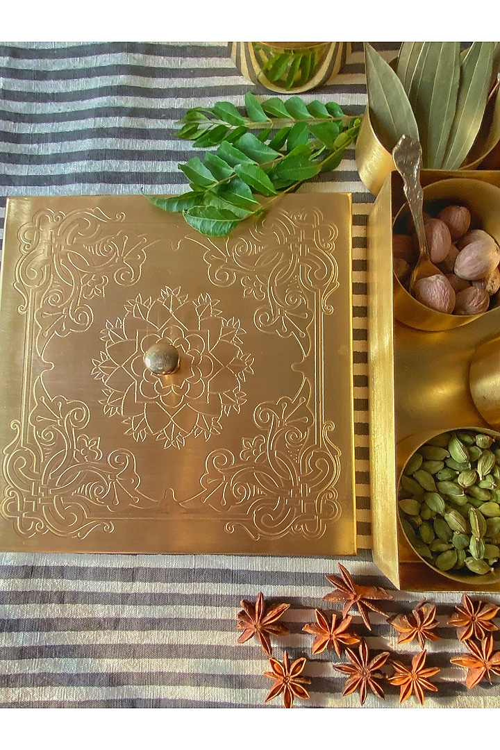 Gold Brass Spice Boxes by Abel House at Pernia's Pop Up Shop