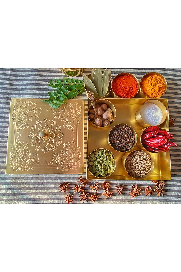 Gold Brass Spice Boxes by Abel House at Pernia's Pop Up Shop