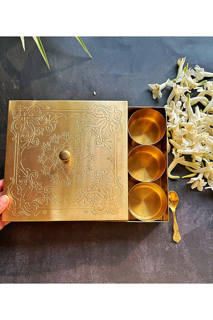 Gold Brass Spice Boxes by Abel House at Pernia's Pop Up Shop