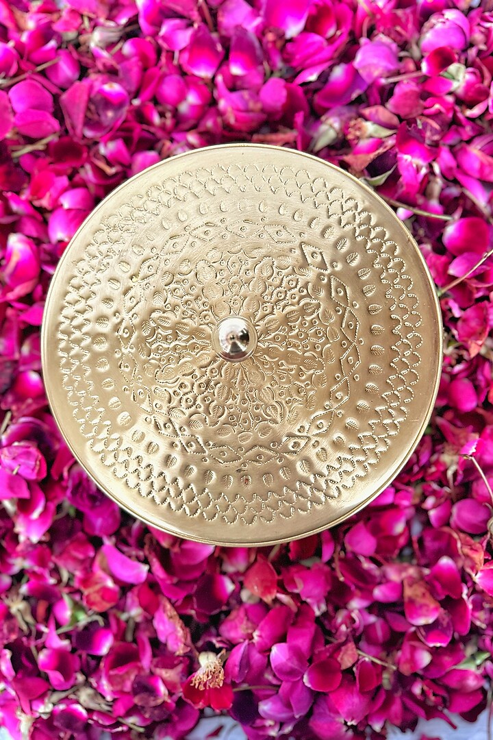 Gold Brass Pure Hand Chitai Spice Box by Abel House at Pernia's Pop Up Shop