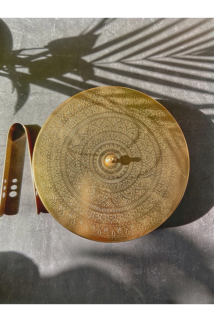 Gold Mango Wood and Steel Chapati Box by Abel House at Pernia's Pop Up Shop