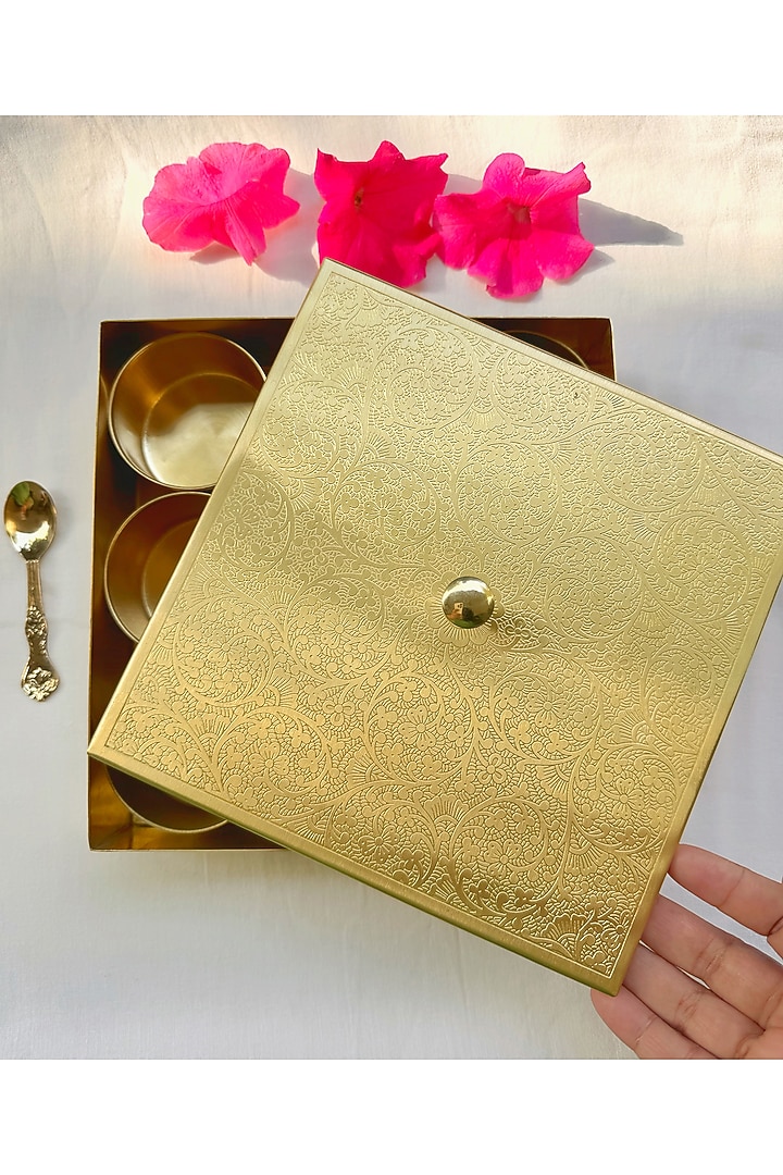 Gold Brass Spice Box by Abel House at Pernia's Pop Up Shop