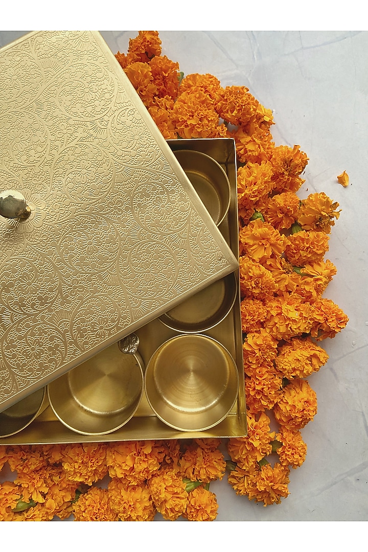 Gold Brass Spice Box by Abel House at Pernia's Pop Up Shop