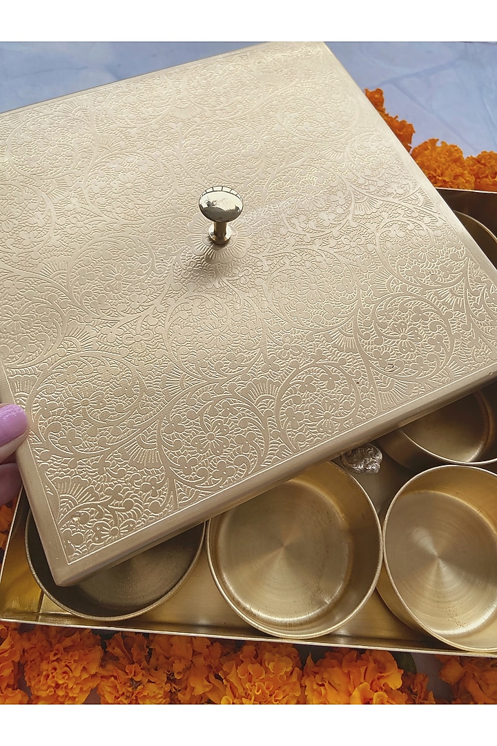 Gold Brass Spice Box by Abel House at Pernia's Pop Up Shop
