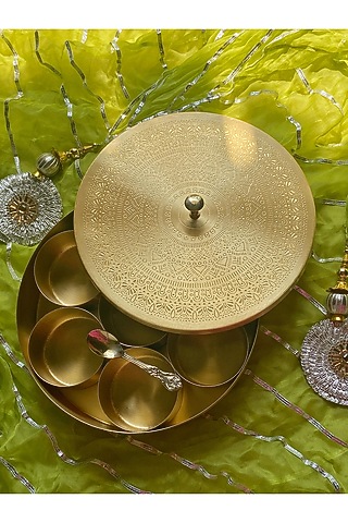 Gold Brass Spice Box (Set of 8) by Abel House