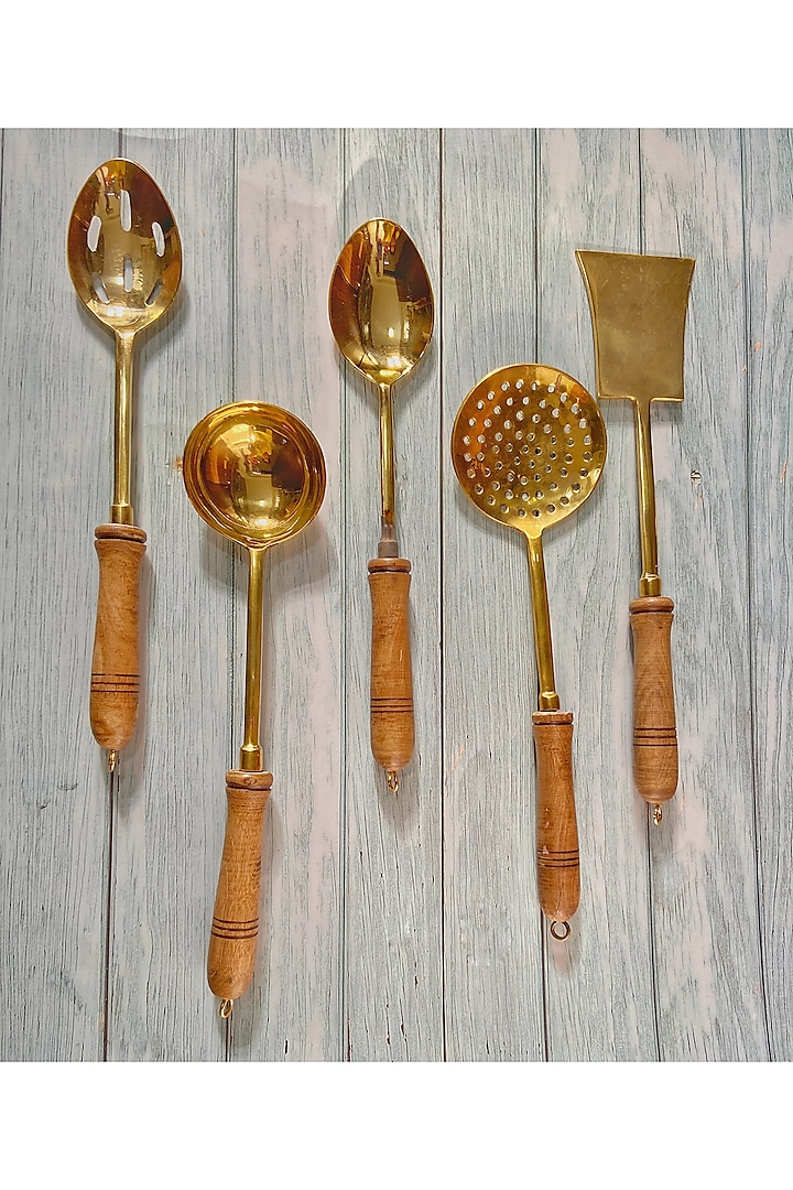 Gold Brass Ladle (Set of 5) by Abel House at Pernia's Pop Up Shop