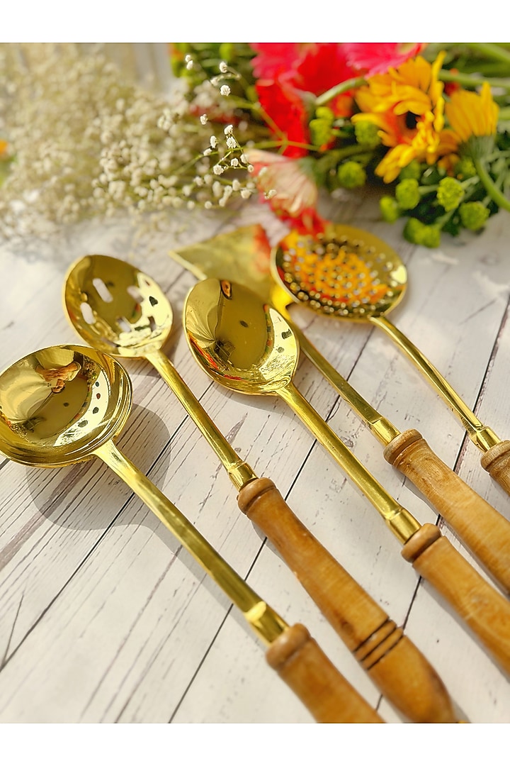 Gold Brass Ladle (Set of 5) by Abel House at Pernia's Pop Up Shop