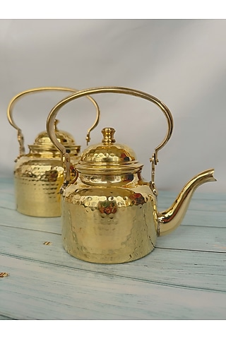 Gold Brass Tea Kettles by Abel House