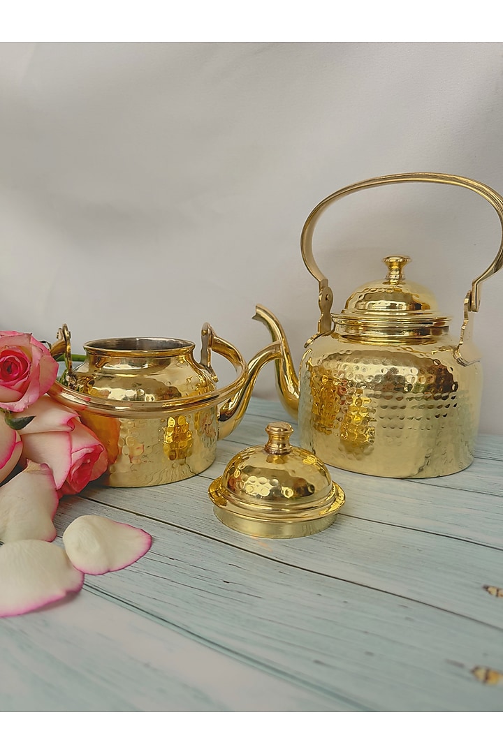 Gold Brass Tea Kettles by Abel House at Pernia's Pop Up Shop