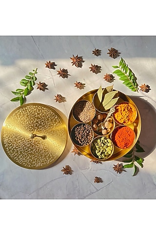 Gold Brass Spice Box by Abel House