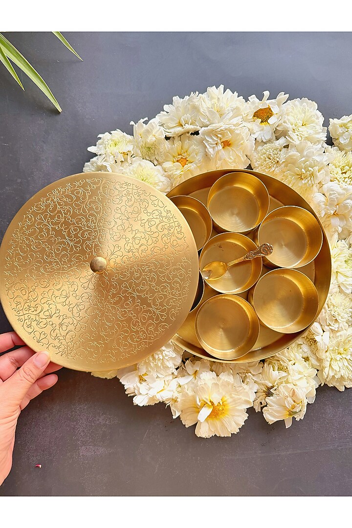 Gold Brass Spice Box by Abel House at Pernia's Pop Up Shop