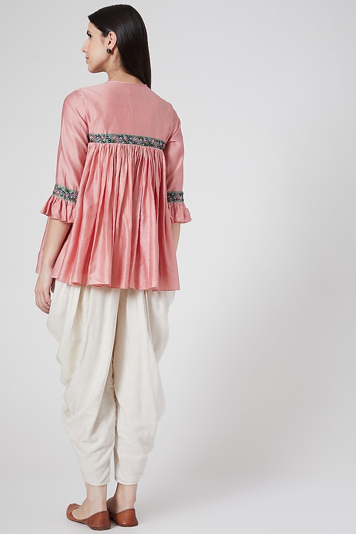 Pink Hand Embroidered Tent Top by Abstract By Megha Jain Madaan at Pernia's Pop Up Shop
