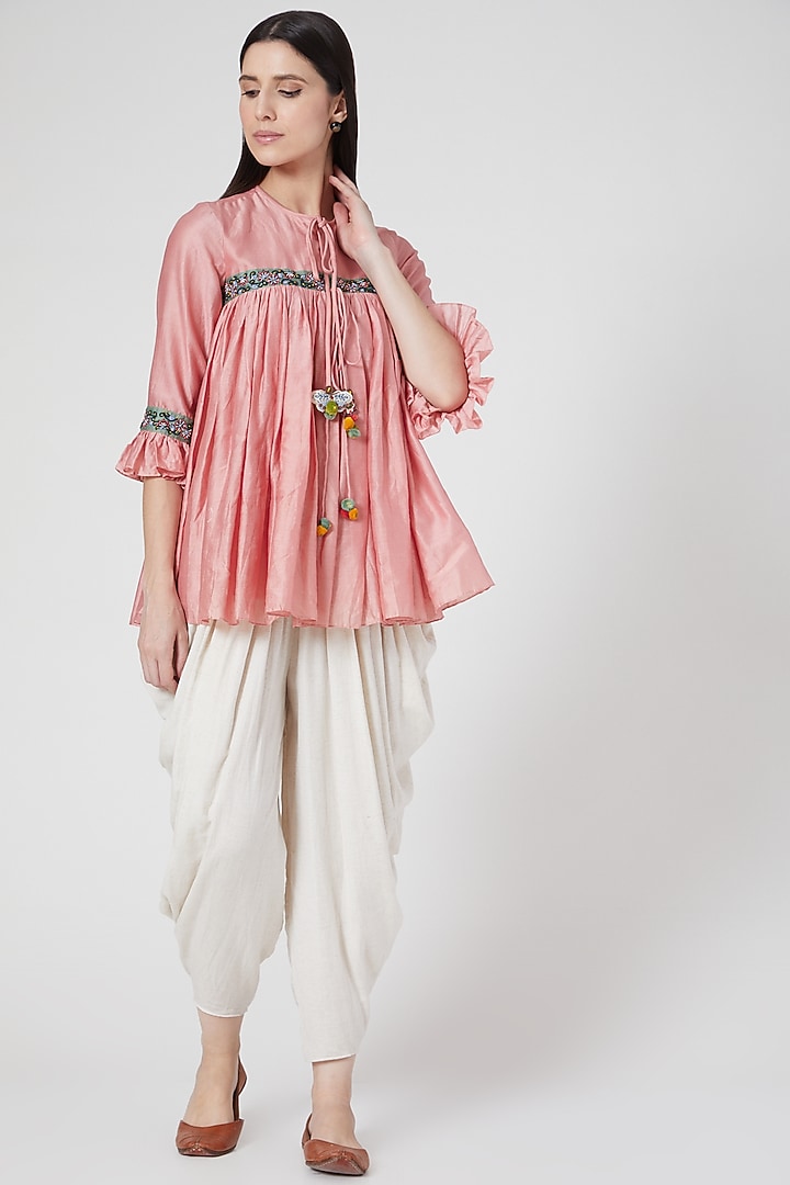 White Khadi Cotton Dhoti Pants by Abstract By Megha Jain Madaan at Pernia's Pop Up Shop