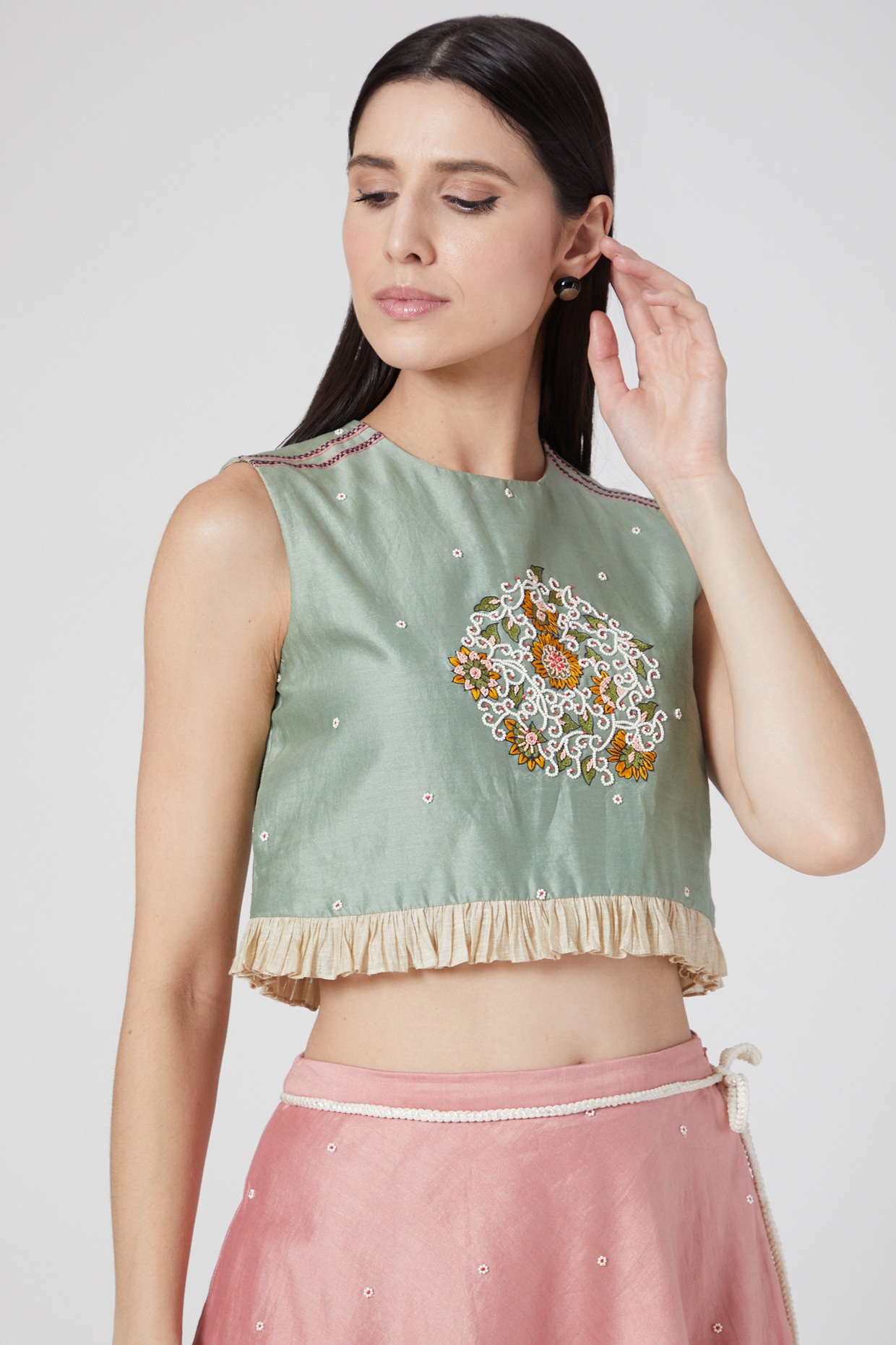 Handmade embroidered outlets crop top