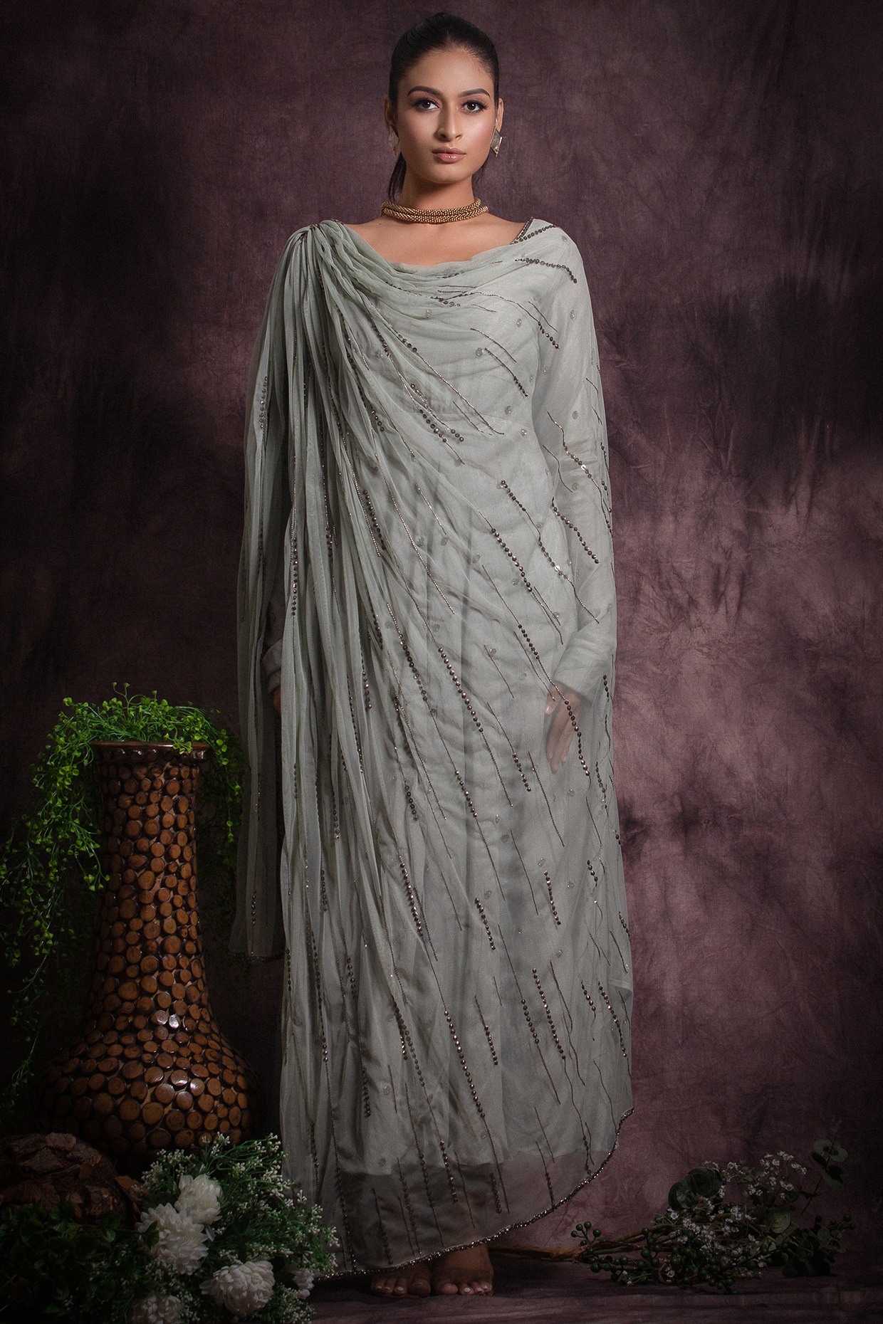 Buy Ash Grey Casual Trendy Saree Online