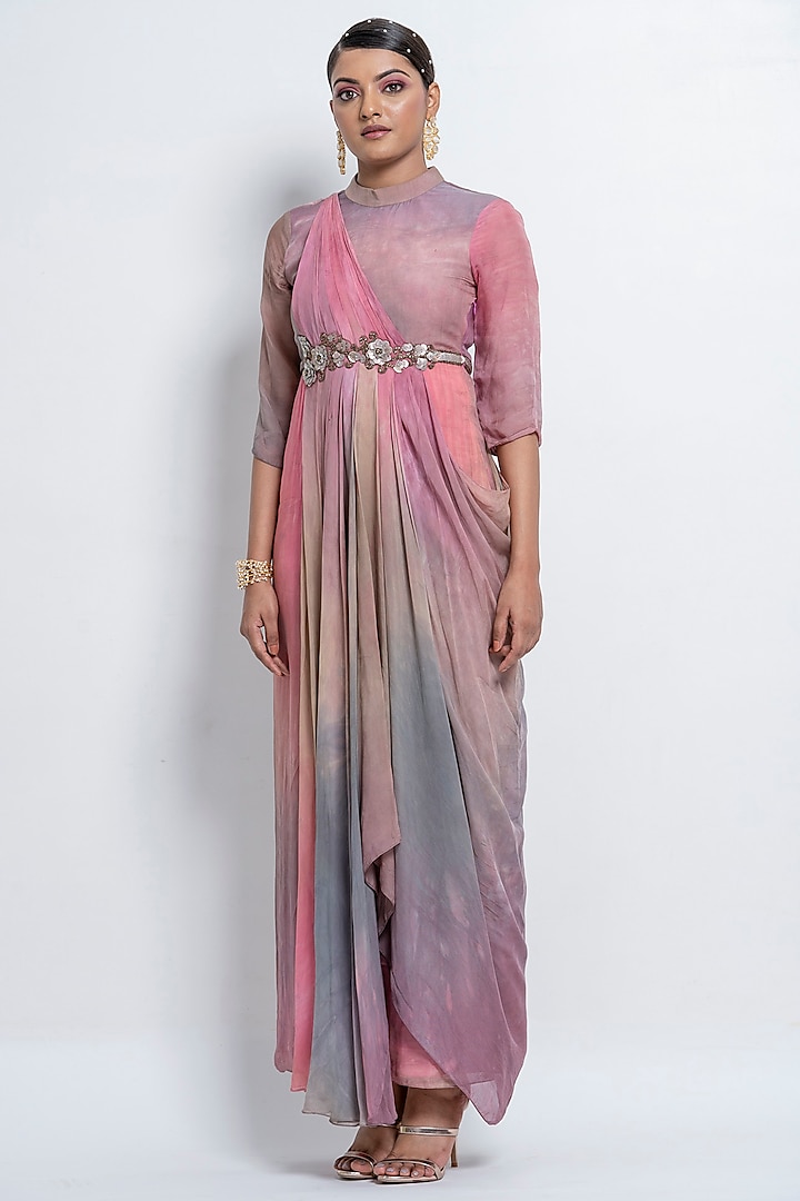 Grey & Pink Ombre Embellished Gown by Abstract by Megha Jain Madaan
