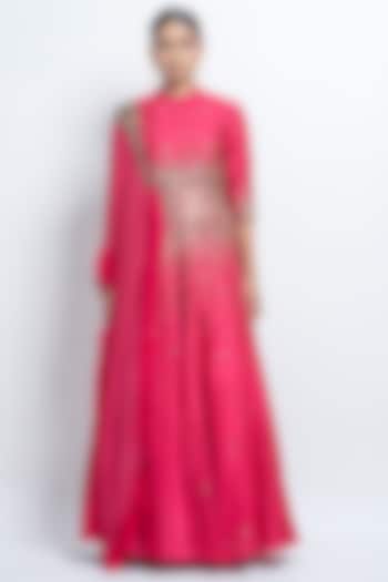 Pink Embroidered Anarkali by Abstract by Megha Jain Madaan