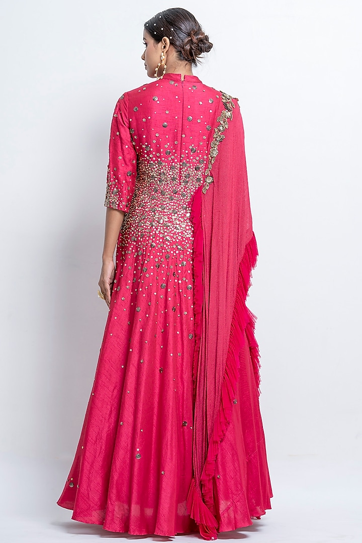 Pink Embroidered Wedding Anarkali by Abstract by Megha Jain Madaan at Pernia's Pop Up Shop