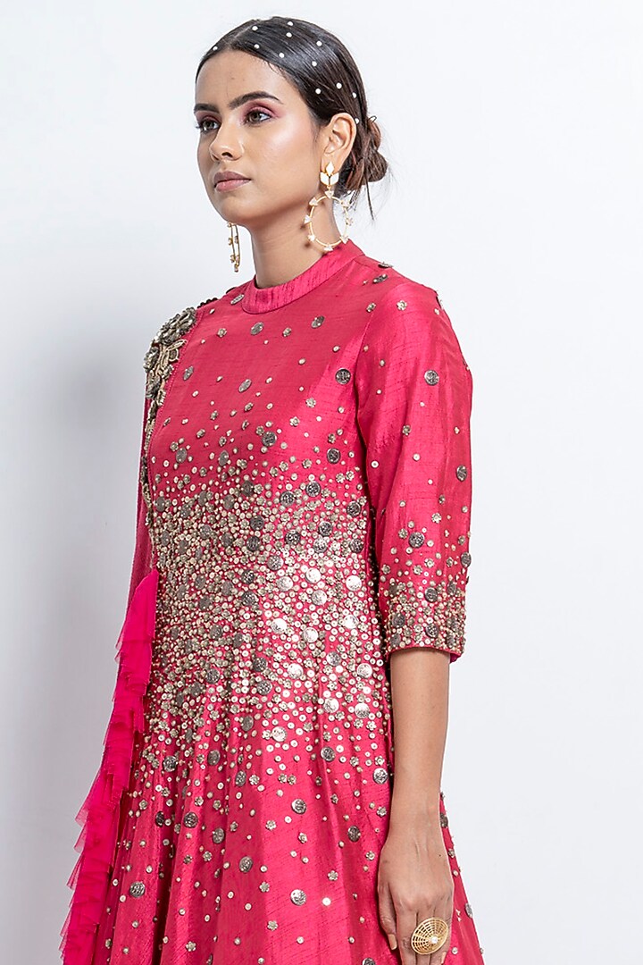 Pink Embroidered Wedding Anarkali by Abstract by Megha Jain Madaan at Pernia's Pop Up Shop