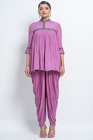Lilac Modal Dhoti Set by Abstract by Megha Jain Madaan