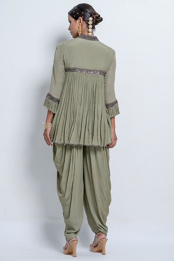 Sage Green Modal Dhoti Set by Abstract by Megha Jain Madaan at Pernia's Pop Up Shop