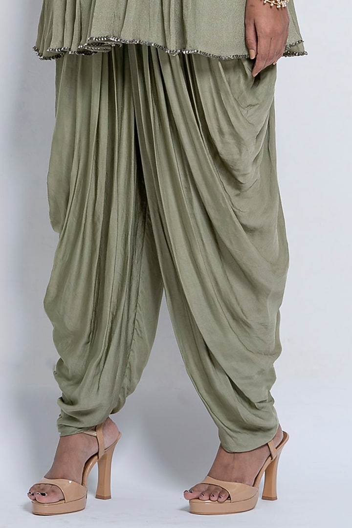 Sage Green Modal Dhoti Set by Abstract by Megha Jain Madaan at Pernia's Pop Up Shop