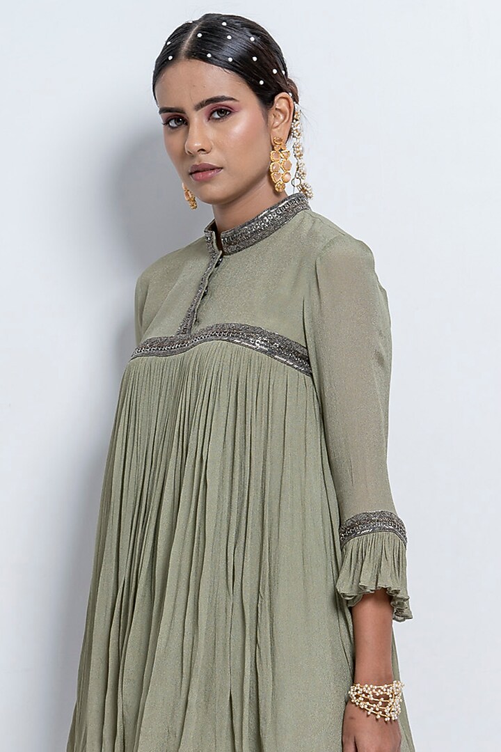 Sage Green Modal Dhoti Set by Abstract by Megha Jain Madaan at Pernia's Pop Up Shop