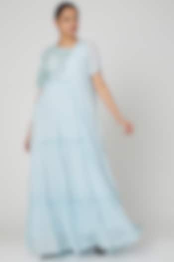 Powder Blue Embellished Evening Dress by Abstract By Megha Jain Madaan