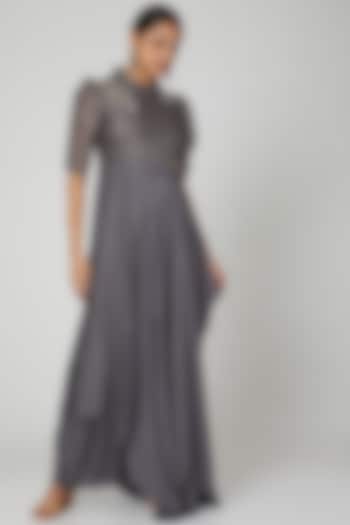 Grey Embroidered Evening Dress by Abstract By Megha Jain Madaan