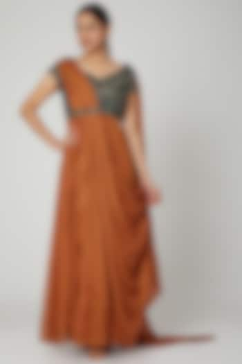 Orange Embellished Evening Dress by Abstract By Megha Jain Madaan