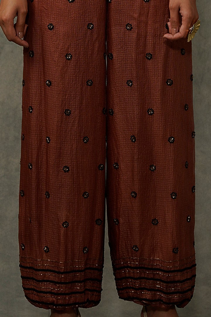 Terracotta Embellished Jacket Set by Abstract by Megha Jain Madaan at Pernia's Pop Up Shop