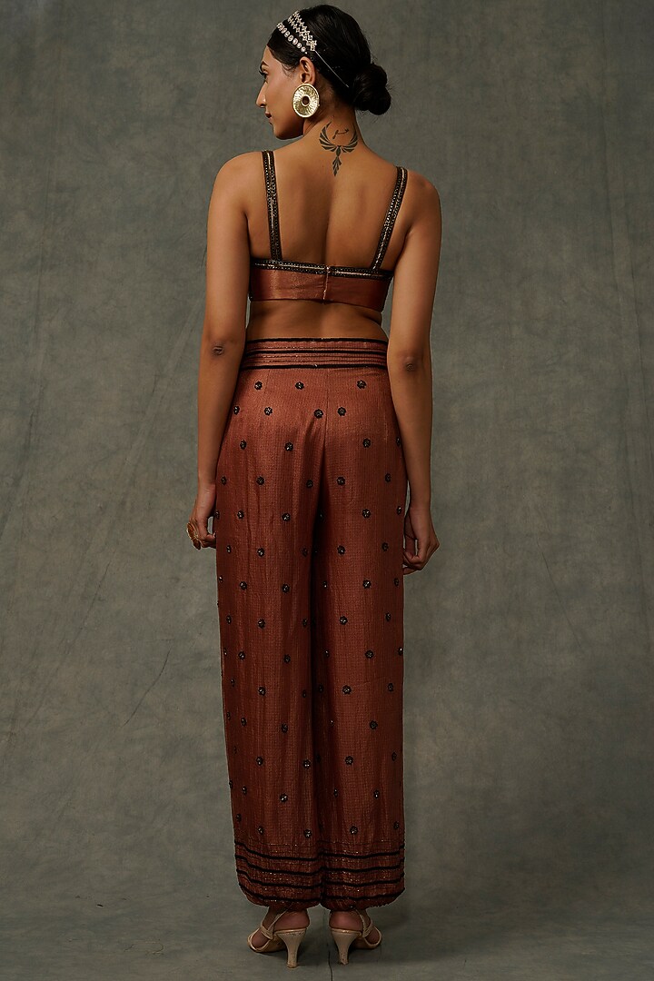 Terracotta Embellished Bralette by Abstract by Megha Jain Madaan at Pernia's Pop Up Shop