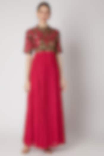 Pink Embellished Maxi Dress by Abstract by Megha Jain Madaan