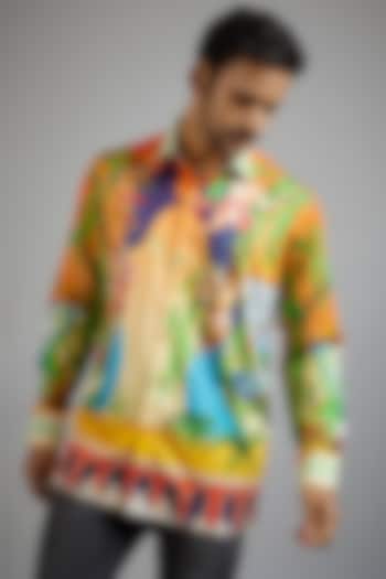 Multi-Colored Giza Cotton Printed Shirt by Amalfi By Mohid Merchant