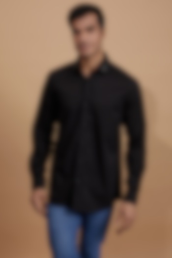 Black Cotton Embellished Party Wear Shirt by Amalfi By Mohid Merchant at Pernia's Pop Up Shop