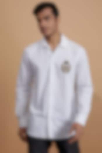 White Cotton Embroidered Party Wear Shirt by Amalfi By Mohid Merchant at Pernia's Pop Up Shop