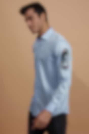 Blue Cotton Embroidered Party Wear Shirt by Amalfi By Mohid Merchant at Pernia's Pop Up Shop