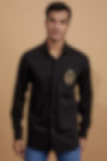 Black Cotton Embroidered Party Wear Shirt by Amalfi By Mohid Merchant at Pernia's Pop Up Shop