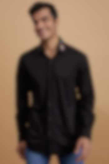 Black Cotton Zardosi Embroidered Party Wear Shirt by Amalfi By Mohid Merchant at Pernia's Pop Up Shop