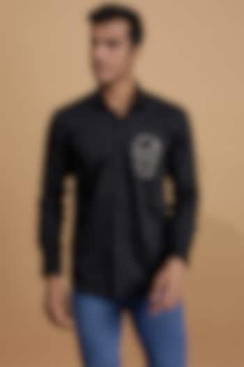 Black Cotton Zardosi Embroidered Party Wear Shirt by Amalfi By Mohid Merchant at Pernia's Pop Up Shop