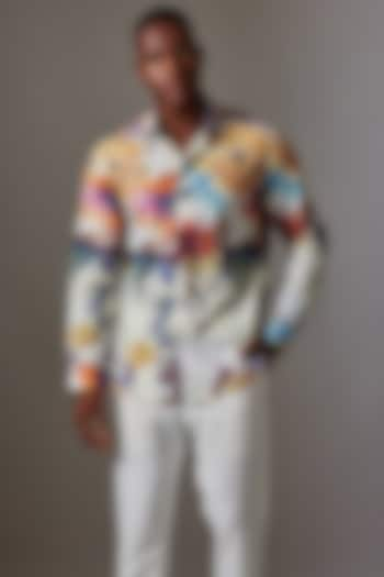 Off-White Cotton Printed Shirt by Amalfi By Mohid Merchant