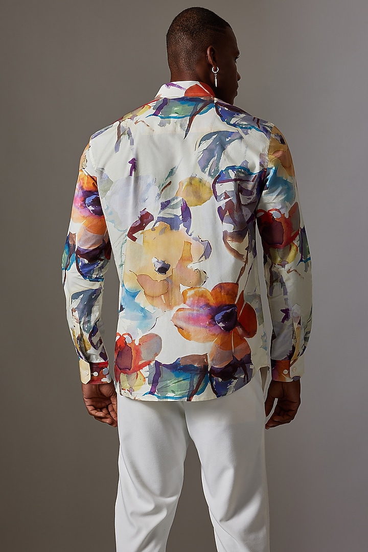 Off-White Cotton Printed Wedding Shirt by Amalfi By Mohid Merchant at Pernia's Pop Up Shop