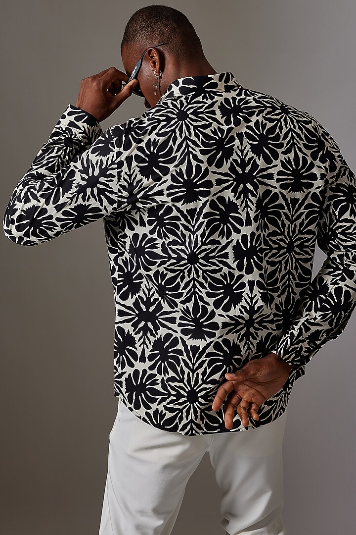 Black Cotton Printed Wedding Shirt by Amalfi By Mohid Merchant at Pernia's Pop Up Shop