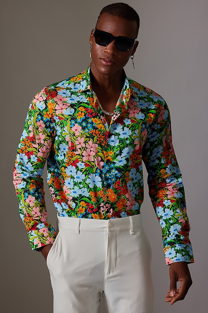 Multi-Colored Cotton Printed Shirt by Amalfi By Mohid Merchant