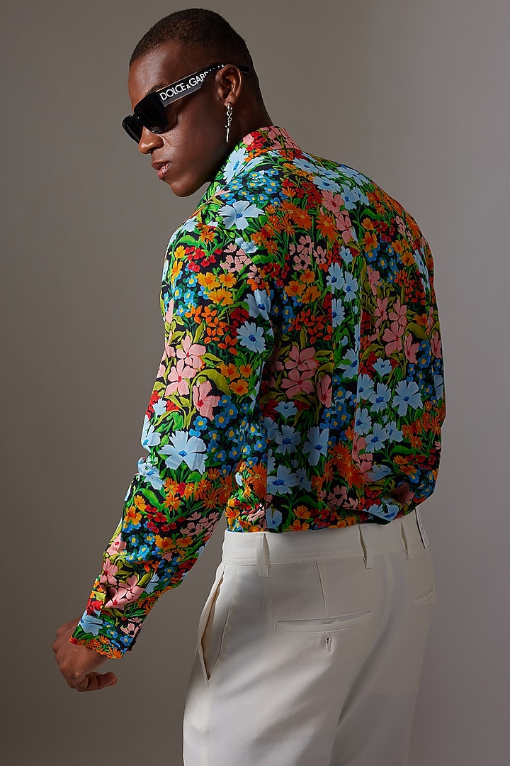 Multi-Colored Cotton Printed Party Wear Shirt by Amalfi By Mohid Merchant at Pernia's Pop Up Shop