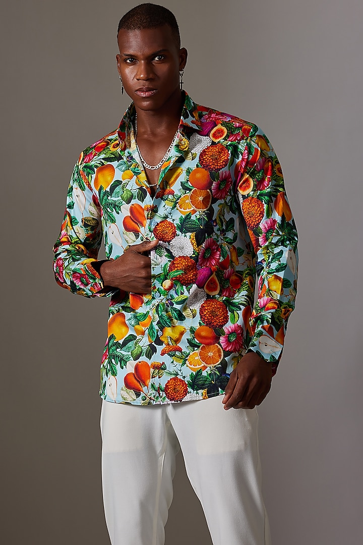 Multi-Colored Cotton Printed Shirt by Amalfi By Mohid Merchant