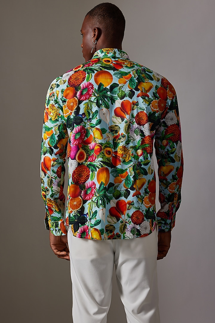 Multi-Colored Cotton Printed Party Wear Shirt by Amalfi By Mohid Merchant at Pernia's Pop Up Shop