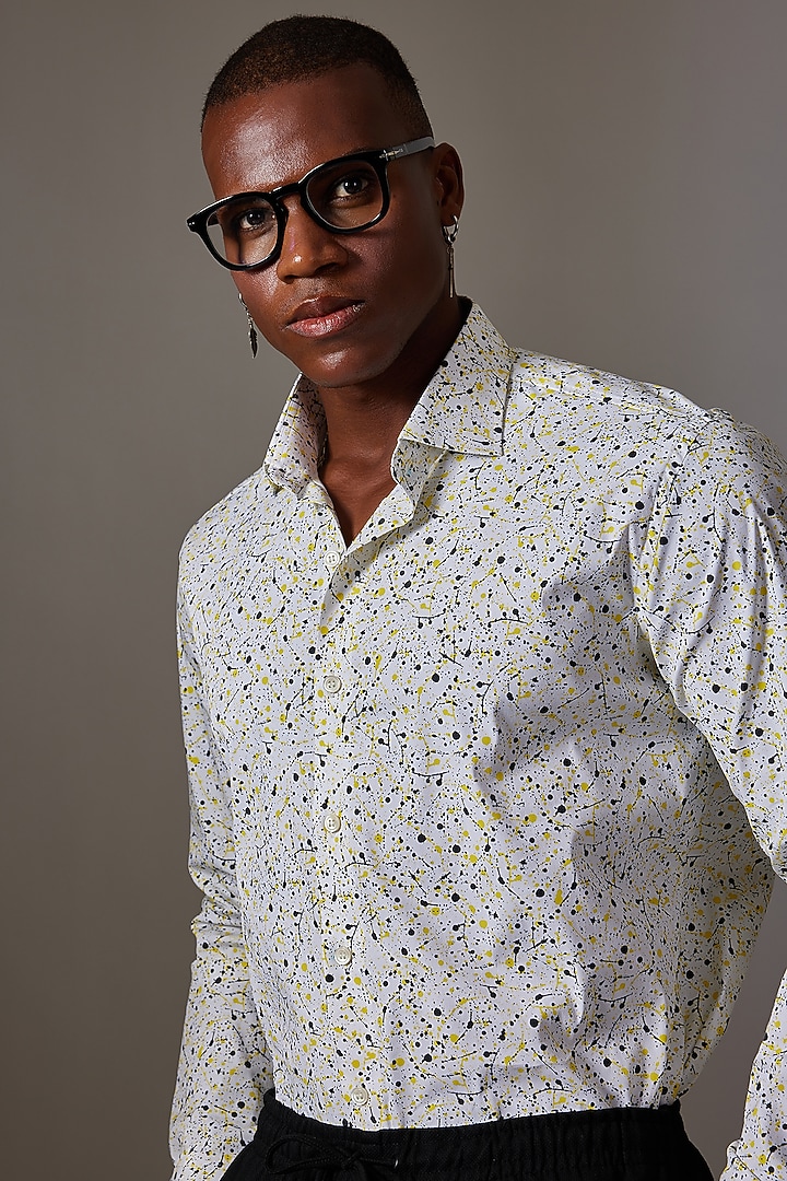 White Cotton Printed Wedding Shirt by Amalfi By Mohid Merchant at Pernia's Pop Up Shop